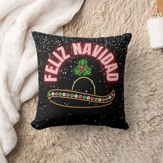 Feliz Navidad Neon Sombrero Holiday Kissen (Decke)