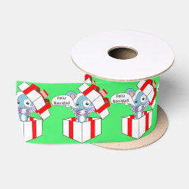 Feliz Navidad Niedliche Weihnachtsmaus in Geschenk Satinband