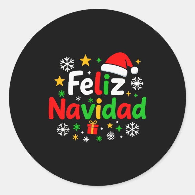 Feliz Navidad Pajamas Shirt, Cute Spanish Mexican  Runder Aufkleber (Vorderseite)