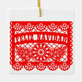 Feliz Navidad Papel Picado Keramikornament