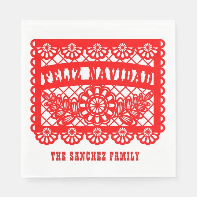 Feliz Navidad Papel Picado Serviette (Vorderseite)