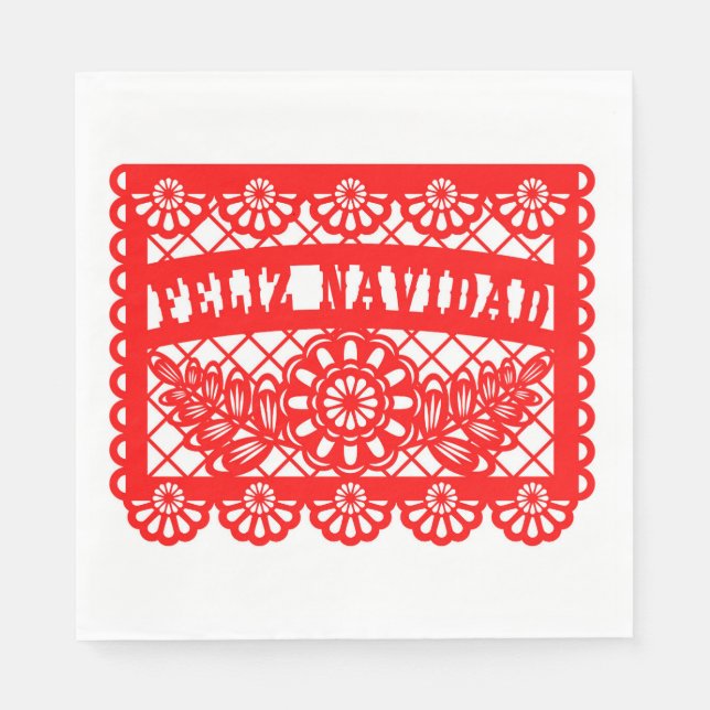 Feliz Navidad Papel Picado Serviette (Vorderseite)