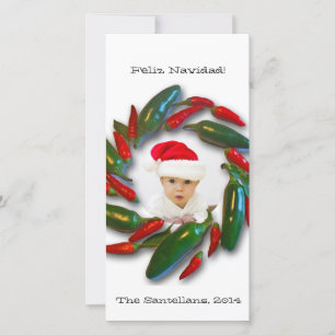 Feliz Navidad Pepper Wreath Photo Carte de Noël