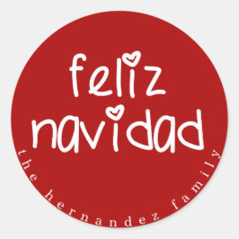 Feliz Navidad - Personalisiertes Weihnachten Runder Aufkleber