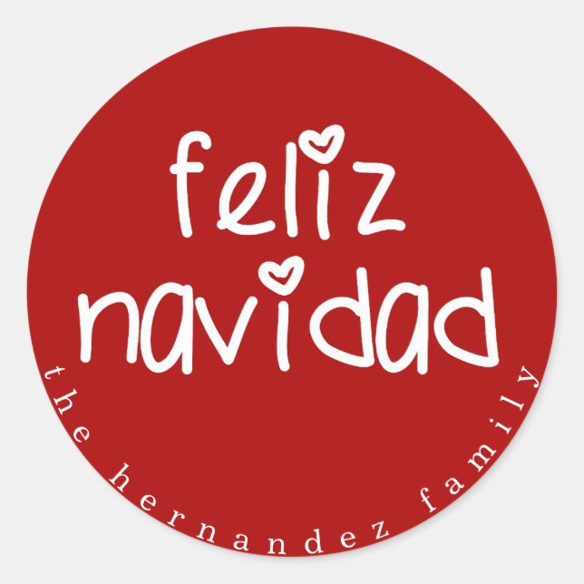 Feliz Navidad - Personalisiertes Weihnachten Runder Aufkleber (Vorderseite)