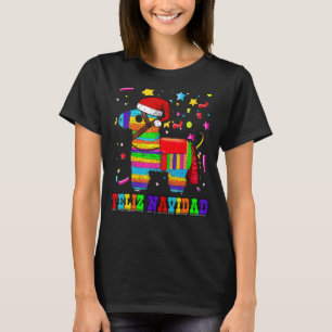 Feliz Navidad Pinata mit Weihnachtsmannmütze Weihn T-Shirt