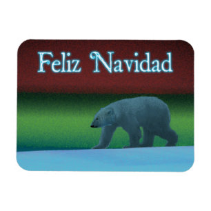 Feliz Navidad - Polarlichter-Polarbär Magnet