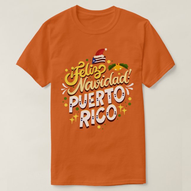 Feliz Navidad Puerto Rico Merry Weihnachten T-Shirt (Design vorne)