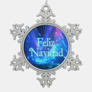 Feliz Navidad - Qaanaq - Nordlichter Schneeflocken Zinn-Ornament