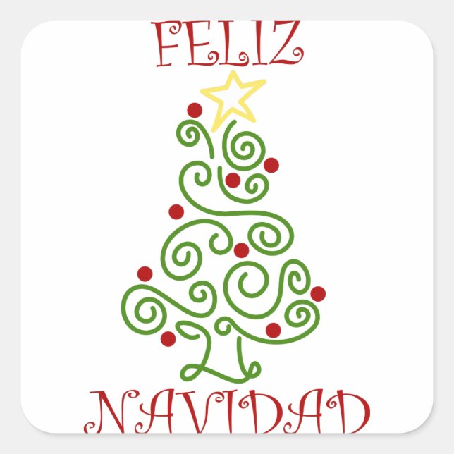 Feliz Navidad Quadratischer Aufkleber (Vorderseite)