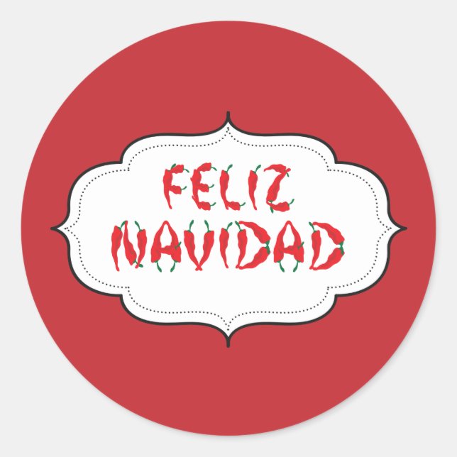 Feliz Navidad Red Chile Pepper Runder Aufkleber (Vorderseite)