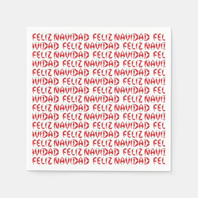 Feliz Navidad Red Chile Pepper Serviette (Vorderseite)