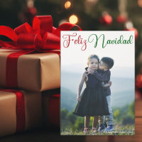 Feliz Navidad Red Green Script Foto Magnet Card