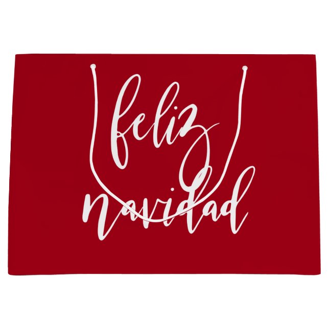 Feliz Navidad Red und White Christmas Große Geschenktüte (Vorderseite)