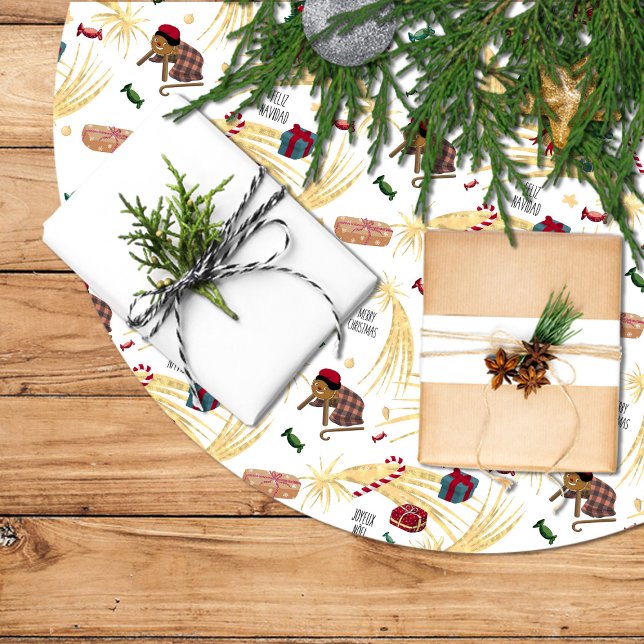 Feliz navidad, regalos y dulces para todos. polyester weihnachtsbaumdecke (Von Creator hochgeladen)