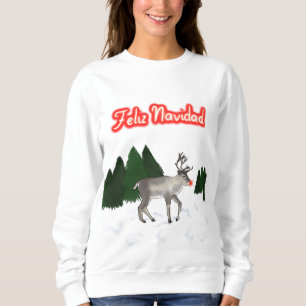 Feliz Navidad Retro Rot-Rentiermalerei Sweatshirt