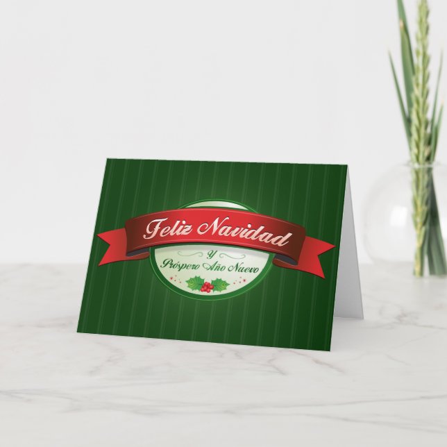 Feliz Navidad Ribbon Feiertagskarte (Vorderseite)