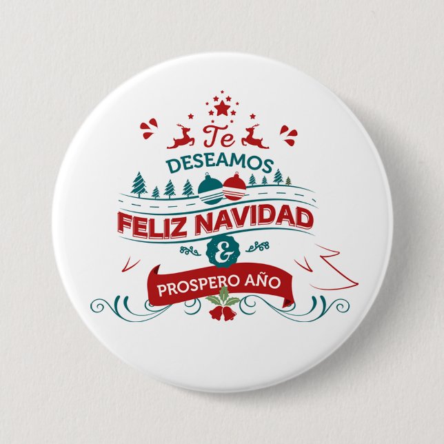 Feliz Navidad Round Button (Vorderseite)