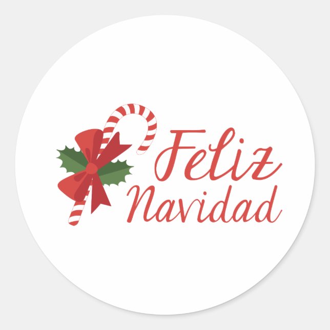 Feliz Navidad Runder Aufkleber (Vorderseite)