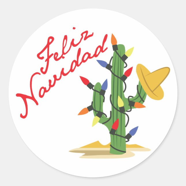 Feliz Navidad Runder Aufkleber (Vorderseite)