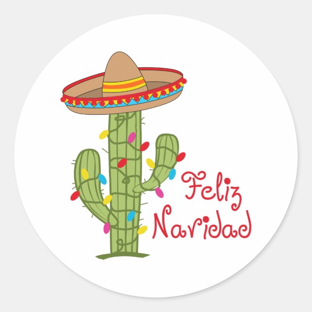 Feliz Navidad Runder Aufkleber (Vorderseite)