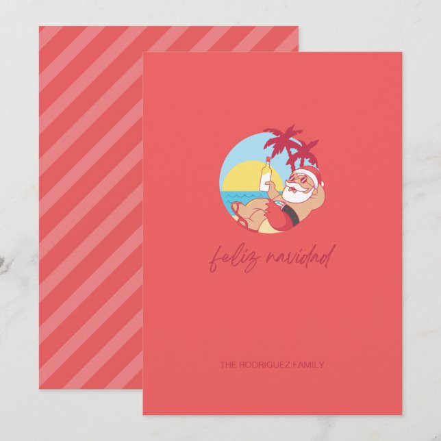 Feliz Navidad Santa Holiday Card Feiertagskarte (Vorne/Hinten)
