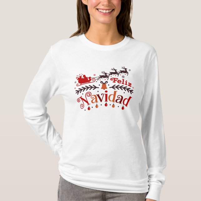 Feliz Navidad Santa T-Shirt (Vorderseite)