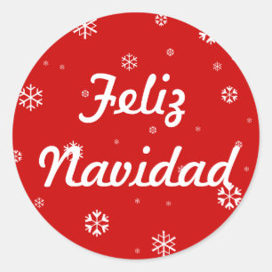 Feliz Navidad Schneeflocken Runder Aufkleber