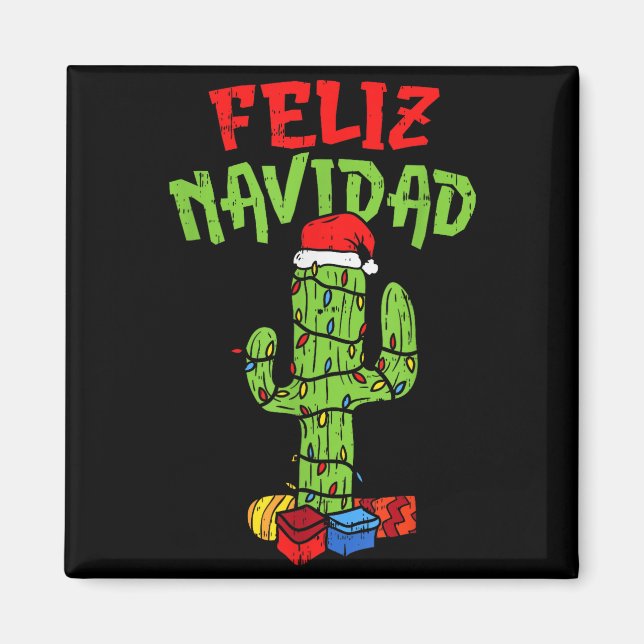 Feliz Navidad Shirt Mexican Christmas Cactus Xmas  Magnet (Vorne)