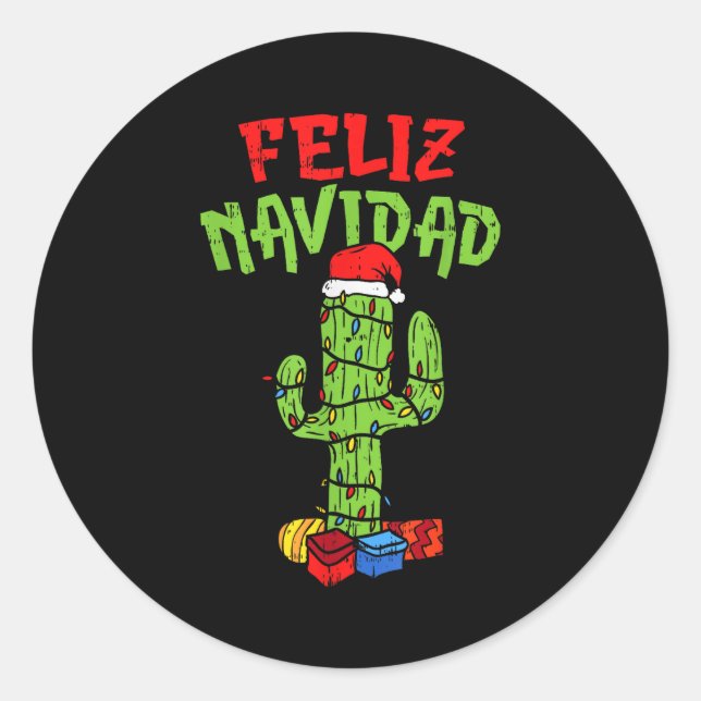 Feliz Navidad Shirt Mexican Christmas Cactus Xmas  Runder Aufkleber (Vorderseite)