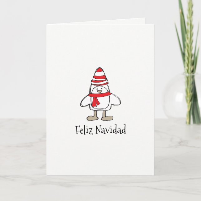 Feliz Navidad Simple Penguin (5" x 7) Karte (Vorderseite)