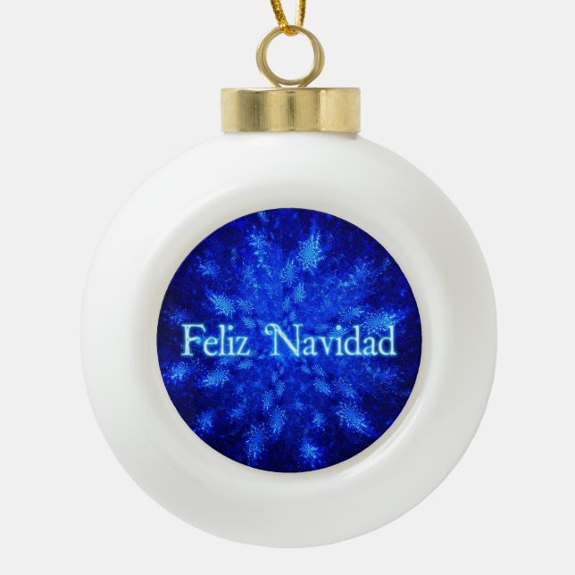 Feliz Navidad - Snowburst Keramik Kugel-Ornament (Vorderseite)
