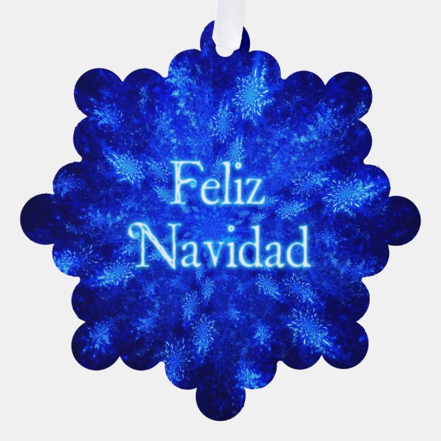 Feliz Navidad - Snowburst Ornament Karte (Vorderseite)