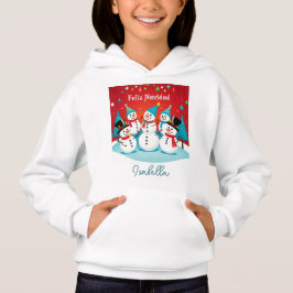 Feliz Navidad Snowman Personalisierter Name Spanis Hoodie