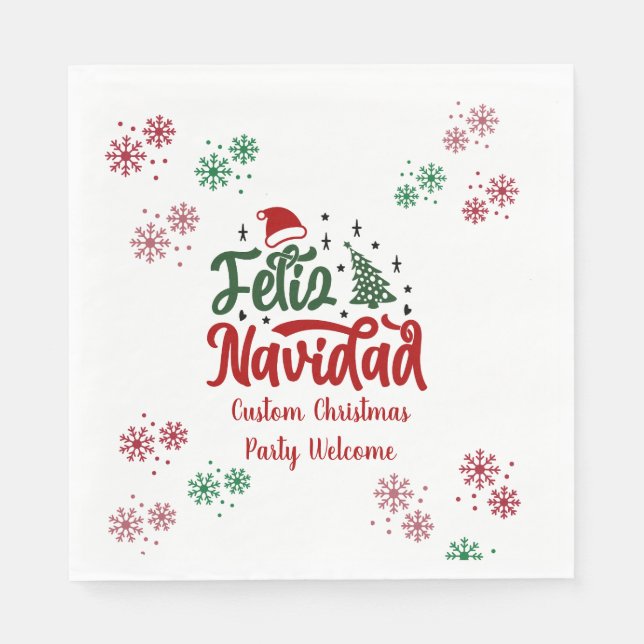 Feliz Navidad Spanisch Frohe Weihnachten Serviette (Vorderseite)
