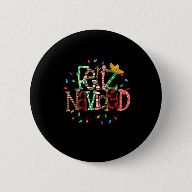 Feliz Navidad Spanisch Frohe Weihnachtsfeiertag Me Button (Vorderseite)
