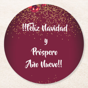 Feliz Navidad Spanische Weihnachtsgrüße Runder Pappuntersetzer