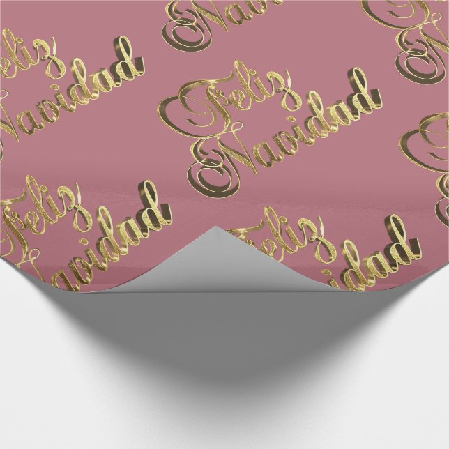 Feliz Navidad Spanische Weihnachtszeit Rose Gold Geschenkpapier (Ecke)