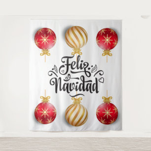Feliz Navidad Spanischer Weihnachtsbaubels Wandteppich