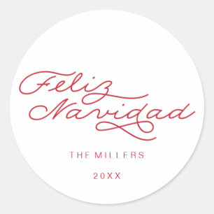 Feliz Navidad, Spanischer Weihnachtssticker Runder Aufkleber