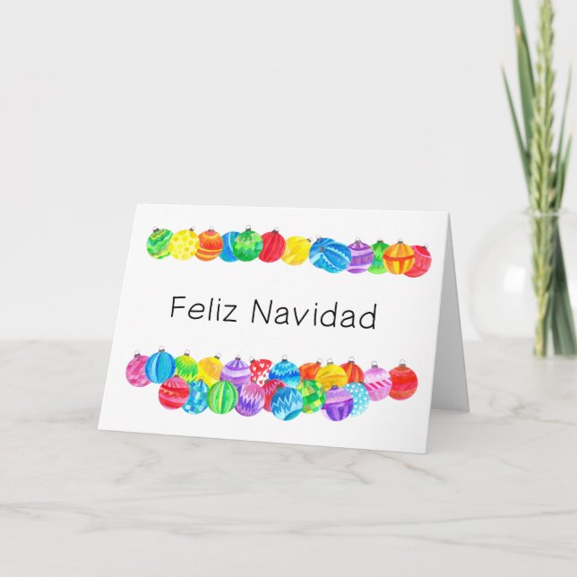 Feliz Navidad spanisches Weihnachten, Aquarell Feiertagskarte (Vorderseite)