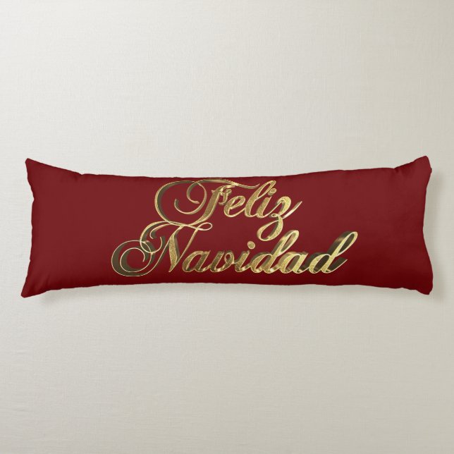 Feliz Navidad Spanisches Weihnachtsburgund und Gol Seitenschläferkissen (Vorderseite)