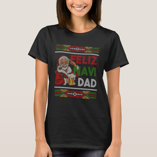 Feliz Navidad Spanish Christmas Hat Fun Mexican T-Shirt (Vorderseite)