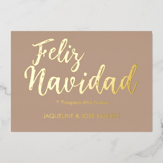 Feliz Navidad Spanish Gold Foil Carte de vacances (Recto)