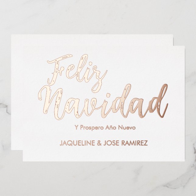 Feliz Navidad Spanish Gold Foil Carte de vacances (Recto/Verso)