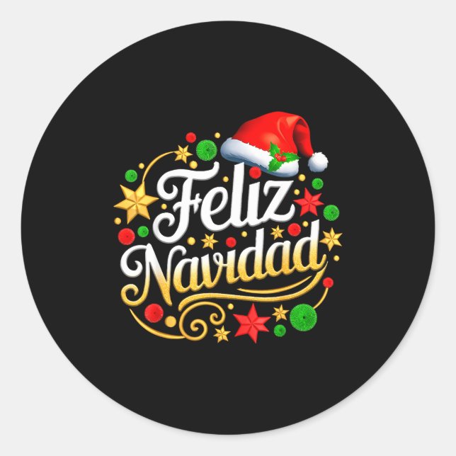 Feliz Navidad Spanish Mexican Christmas Xmas Holid Runder Aufkleber (Vorderseite)