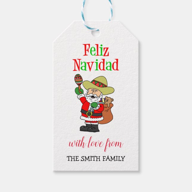 Feliz Navidad Spanish Santa Personalisierte Famili Geschenkanhänger (Vorderseite)