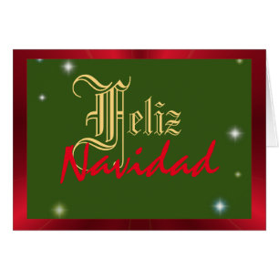 Feliz Navidad starrt rot und grün Weihnachten