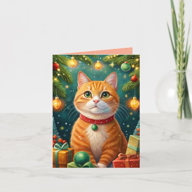 Feliz navidad te desea mi gato naranja karte (Vorderseite)