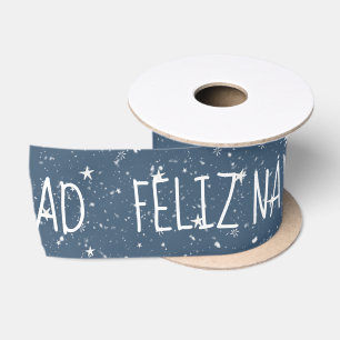FELIZ NAVIDAD Text mit Sternen Satinband